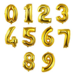 GLOBOS NÚMERO 16″ DORADO X10u.