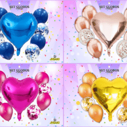 Set de Globos Confetti con Corazón x9 piezas