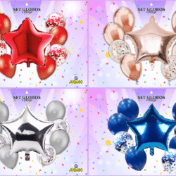Set de Globos Confetti con Estrella x9 piezas