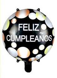 Globo 18" Feliz Cumpleaños Negro con Burbujas x5u.
