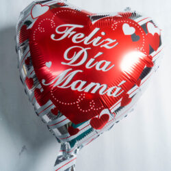 Globo Corazón Feliz Día Mamá Rayas Plata 18" x5u.