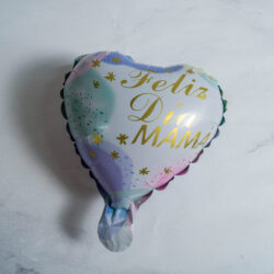 Globos Feliz Día Mamá 10" Blanco letras doradas x5u.
