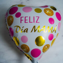 Globos Feliz Día Mamá Blanco c/Círculos 18" x5U