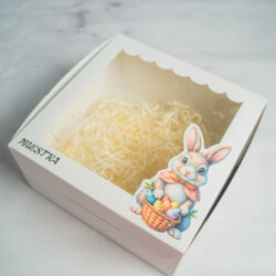 PROMO PASCUAS 5 CAJAS 19X19 CONEJO + VIRUTA 100GR