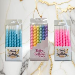 Velas Tirabuzón Pastel x6u.