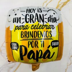 Globo Cuadrado Brindemos Papá 18" x5u.