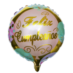 Globo Feliz Cumpleaños Dorado con Globitos 10" x5u.