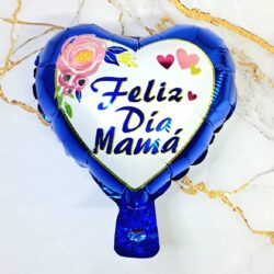 Globo Corazón Azul Feliz Día Mamá 10" x5u.