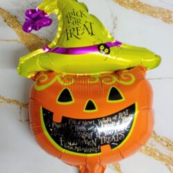 Globos Halloween Calabaza con Sombrero 15" x5u.