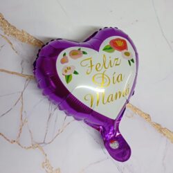Globo Feliz Día Mamá Corazón Violeta 10" x5u.