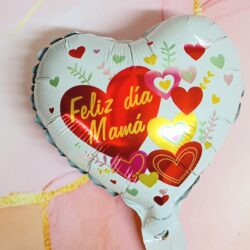 Globo Feliz Día Mamá Blanco con Corazones Rojos 10" x5u.