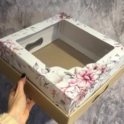 Caja 31x31x12 Estampada Flores x5u.