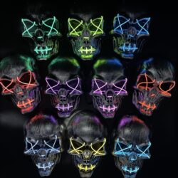 Careta Halloween Calavera Negra Led xU.