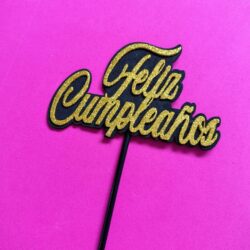 Topper Goma Eva Feliz Cumpleaños Cursiva x5u.