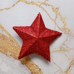 Adorno Estrella Gibreada Roja10cm x1