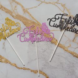 Topper Feliz Cumpleaños Cursiva Gibreado xU.