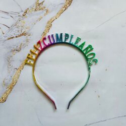 Vincha Metalizada Feliz Cumpleaños Multicolor xU.