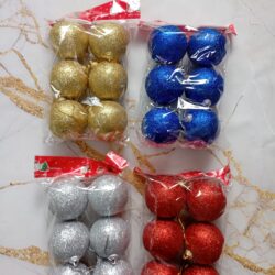 Adorno Esferas Gibreadas 3,5cm x6u.