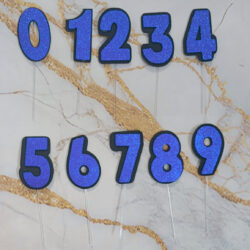 Topper Números Goma Eva Glitter Azul x5u.