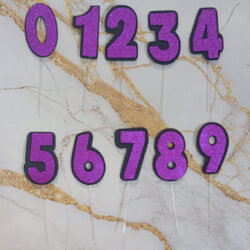 Topper Números Goma Eva Glitter Violeta x5u.