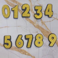 Topper Números Goma Eva Glitter Dorado x5u.