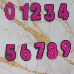 Topper Números Goma Eva Glitter Fucsia x5u.