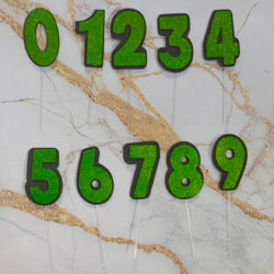 Topper Números Goma Eva Glitter Verde x5u.