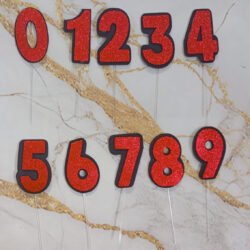 Topper Números Goma Eva Glitter Rojo x5u.