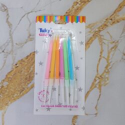Velas Lisas Pastel con Portavela x6u.