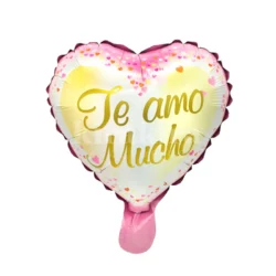 Globos Corazón Te Amo Mucho Rosa con Corazoncitos 10" x5u.
