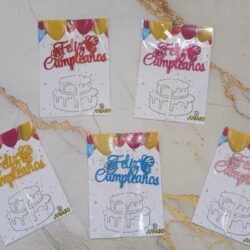 Topper Feliz Cumpleaños con Mariposa Goma Eva Glitter xU.