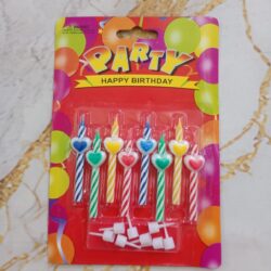 Velas Corazón Rayas 6cm x8u.