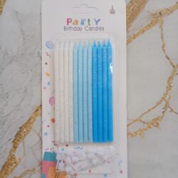 Velas Finitas 16cm Tonos Celestes x12u.