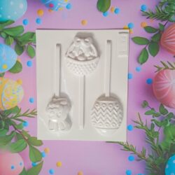 Moldes Plastichok Pascuas Chupetines Conejo, Canasta y Huevo cod.1481 x5u.