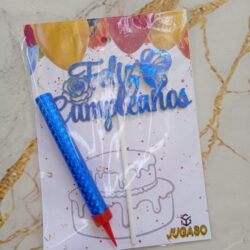 Combo Topper Feliz Cumpleaños Holográfico + Bengala Holográfica