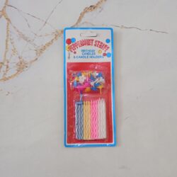 Velas Rayadas 5,5cm Rosa, Celeste, Blancas y Amarillas Blister x24u.