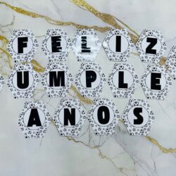 Banderín Hexagonal Feliz Cumpleaños