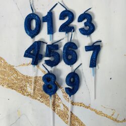 Vela Número Cera Gibreada Azul con Palito xU.