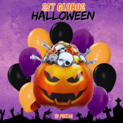 Set de Globos Halloween Calavera + 9 Globos Látex