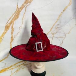 Sombrero de Bruja de Tela con Hebilla xU.