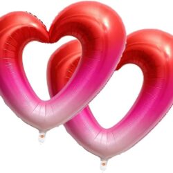 Globo Corazón Degradé Calado Rojo y Rosa 91X85CM xU.