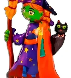 Globo Halloween 125cm Bruja Escoba c/ Base xU.