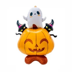Globo Calabaza con Fantasma y Gatitos 51x68cm xU.